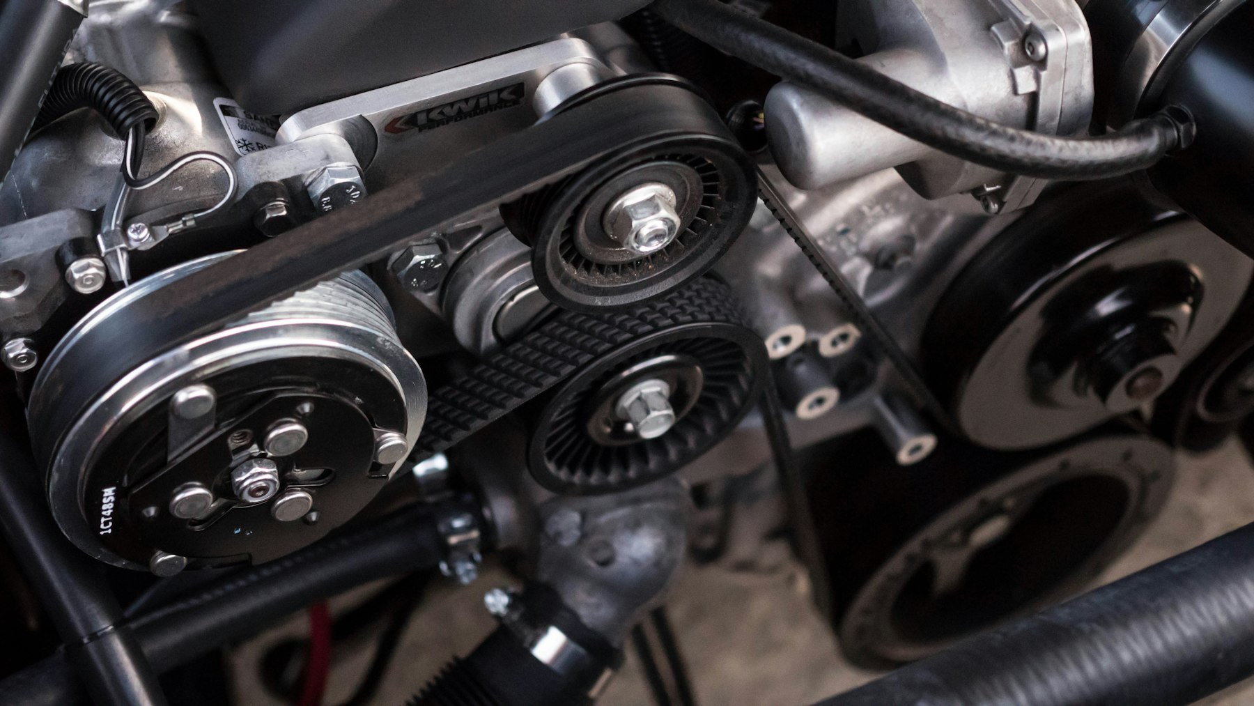 Close view of an engine the shop's air and oil filters protect